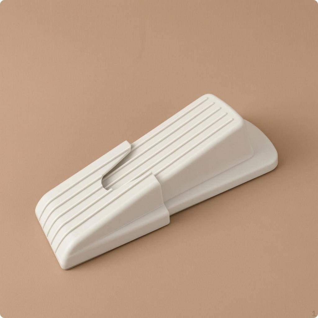 Rubber Door Stopper NonSlip Wedge Stop Ribbed Doorstop for Home, Office White