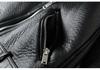 Women's Mid-length Lambswool Leather Motorcycle Jacket - European & American Winter Style