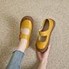 First layer cowhide retro Mary Jane shoes women's shoes 2025 Korean version Velcro flat casual shoes genuine leather mother shoes