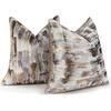 HOSTECCO Gold Abstract Throw Pillow Covers 18x18 inch Set of 2 Jacquard Dot Pillow Cases Modern Decorative Cushion Covers for Sofa Couch Bed