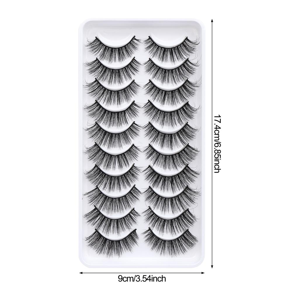 10 Pairs Dense Soft Artificial Eyelashes Charming Look Curling Up Eyelashes for Women and Girls Makeup DIY