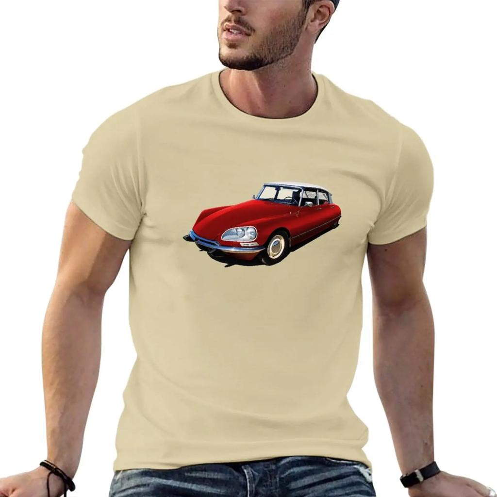1970s Citroen Ds In Red Tshirt Oversized Summer Top T Shirts For Men
