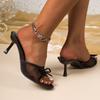 Nuove Sandali Moda con Fiocco Estate Classici Monocolore Tacco Stiletto Pantofole da Donna Sexy Punta Acuta Banchetto Donna Tacchi Alti