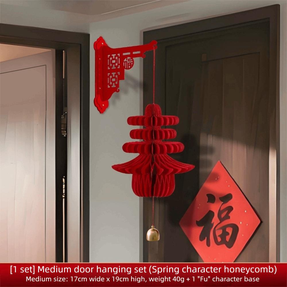Paper New Year Decorations Red Honeycomb Paper Honeycomb Lantern 2026 Hanging Pendant Patio Decor