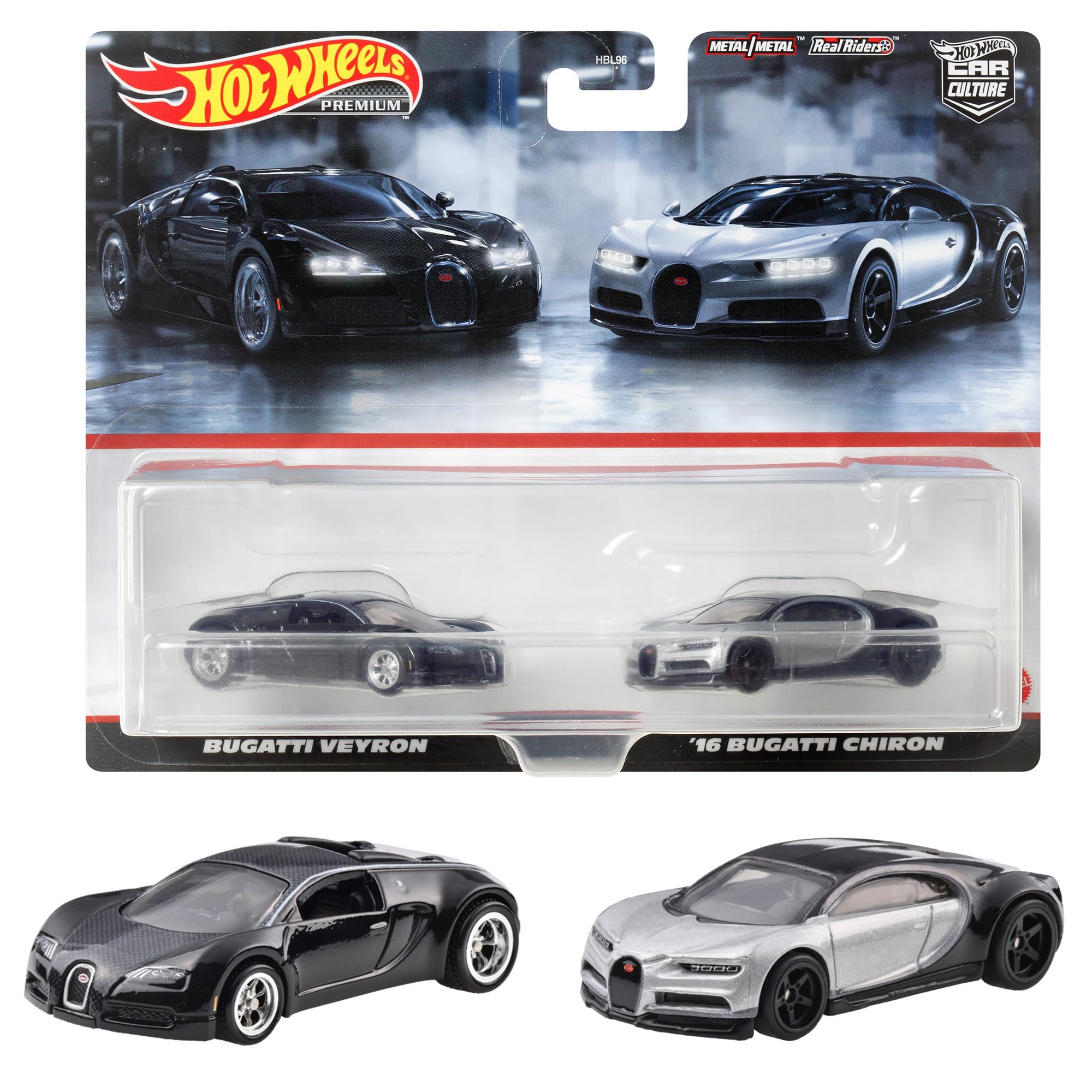 Hot Wheels Premium Bugatti Veyron Bugatti Chiron HKF52 2-Pack /  16 [Diecast Car] [Ages 3+]
