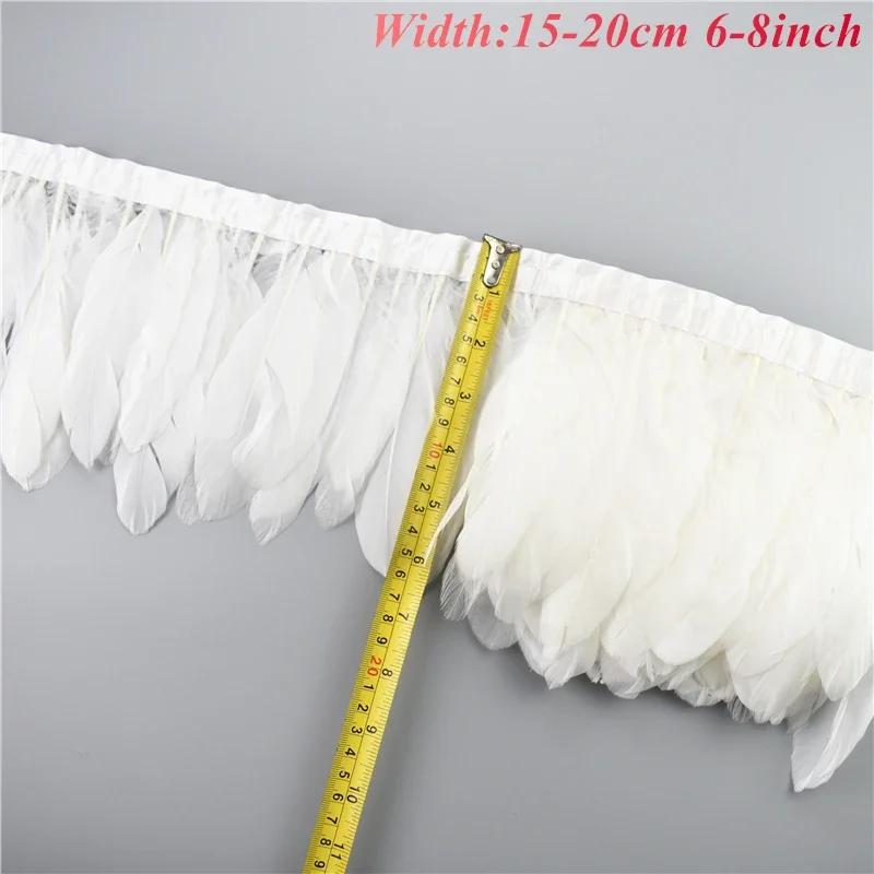 1Meters White Black Pheasant Feathers On Tape Ribbon Turkey Ostrich Fringe Feather Trim Goose Marabou Sewing Clothes DIY Plumes