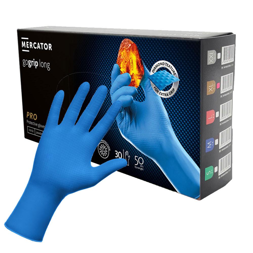 Nitrile Gloves Blue Mercator Gogrip Long 50 Pcs