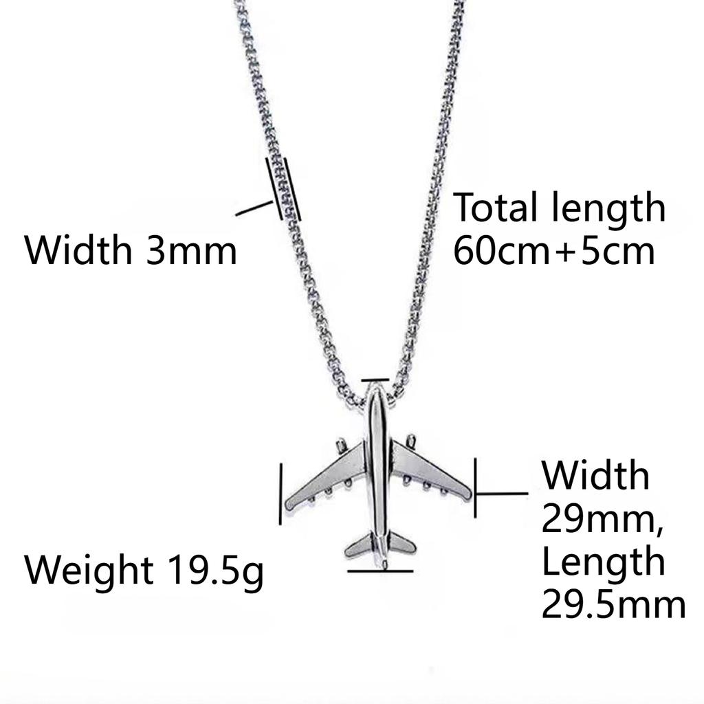 Hip Hop Airplane Pendant Titanium Steel Necklace, Men's Simple and Fashionable Versatile, Neck Chain, Non Fading, Women's Long Sweater Chain