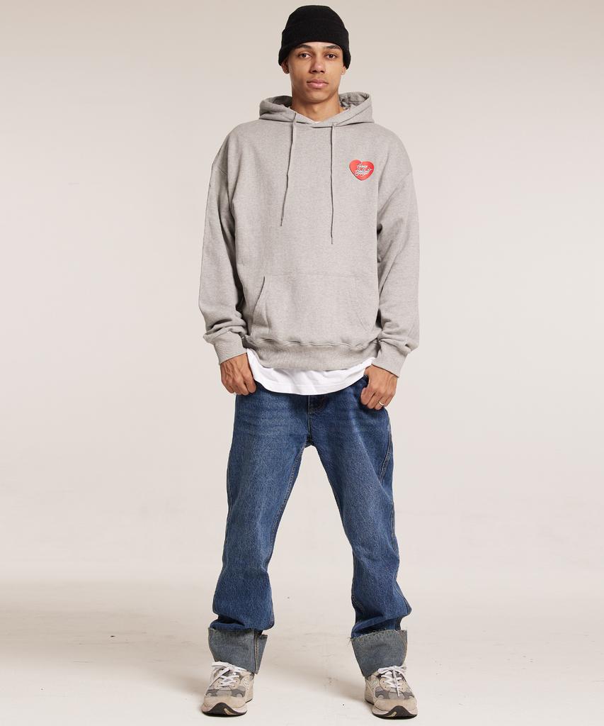Human Highlight Small Heart Hoodie Gray Red