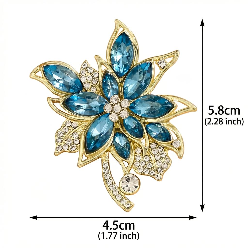 Delicate Blue Flower Brooch, Rhinestone Encrusted Alloy Pin, Elegant Jewelry for Women Bag Coat, Perfect Gift for Celebration