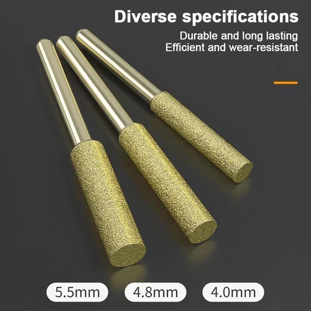 3/6Pcs Diamond-Coated Cylindrical Burr Set for Chainsaw Sharpening Carving Grinding Tools Durable and High Performance