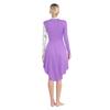 Vestido de Dança Litúrgica Feminino Gola Alta Manga Longa Patchwork Cor Contrastante Bainha Curva Vestido de Adoração