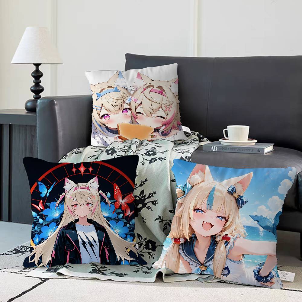 Hololive Mococo Fuwawa Abyssgard Pillow Cover For Bedroom Room And Living Room Sofa Decorative Cushion Cover
