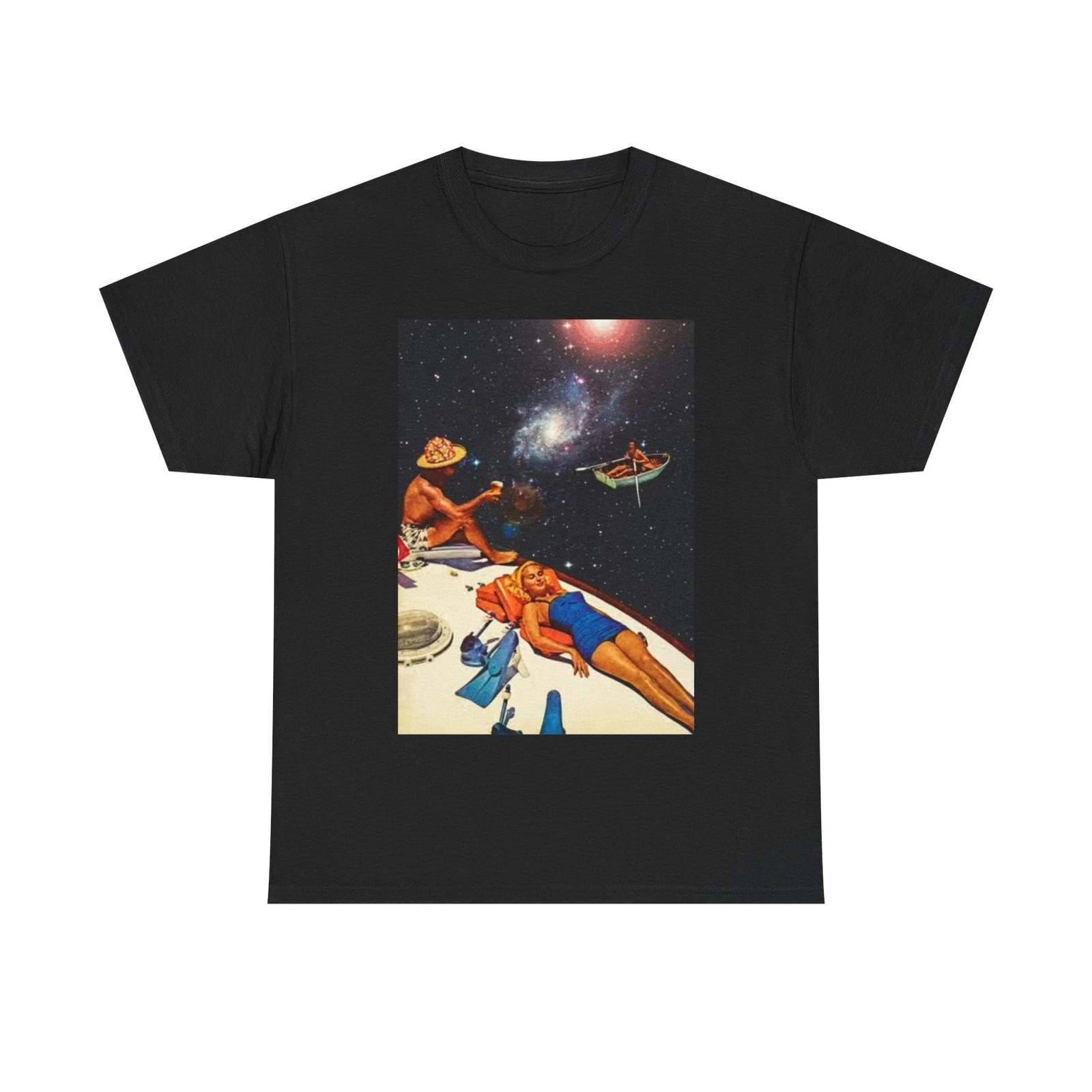 Men s and Women s T-shirts Summer Space Beach XL