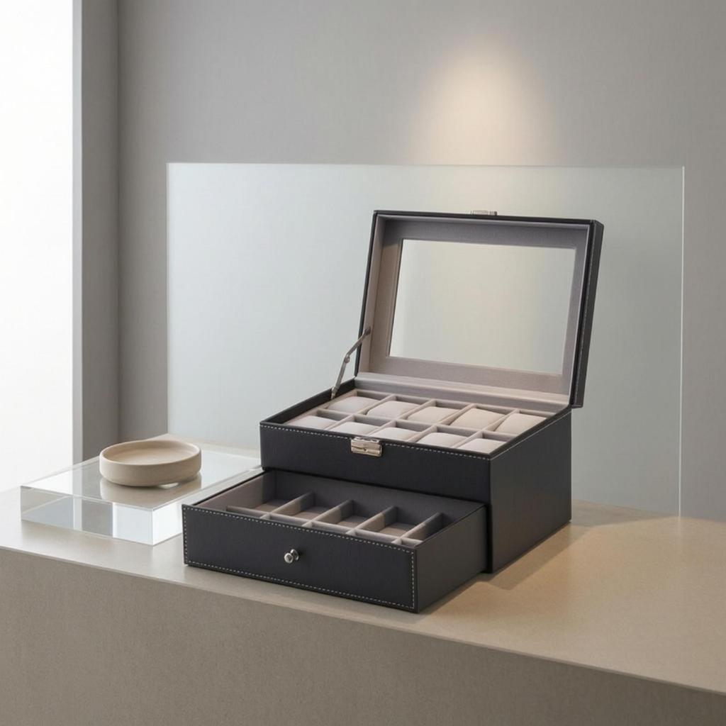 Watch Display Box Soft Lining with Drawer Sturdy for Dresser