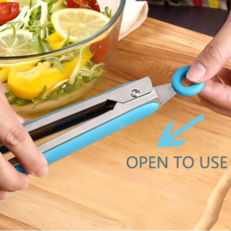 Silicone Kitchen Tongs for Baking Barbecue Steak Frying Frying, Heat-Resistant Food Clamps
