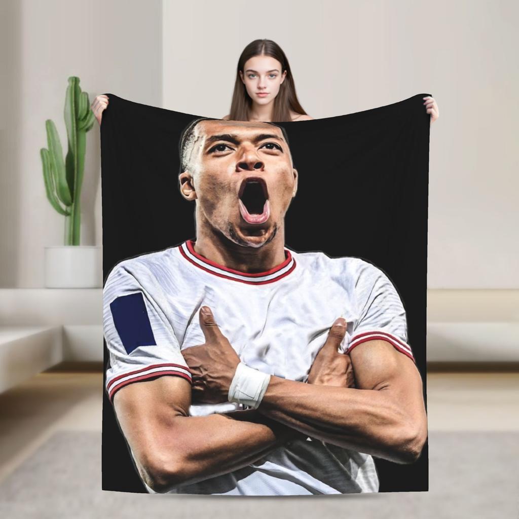Mbappes Football Number 10 Blanket Coral Fleece Plush Decoration Multifunction Soft Throw Blankets for Home Couch Bedding Throws