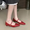 Fashion Red Footwear Shallow Ladies Heeled Shoes 2025 New In Spring Summer Fashion Buckle Strap Women 2.5CM Heels Mary Janes Pumps Shoes