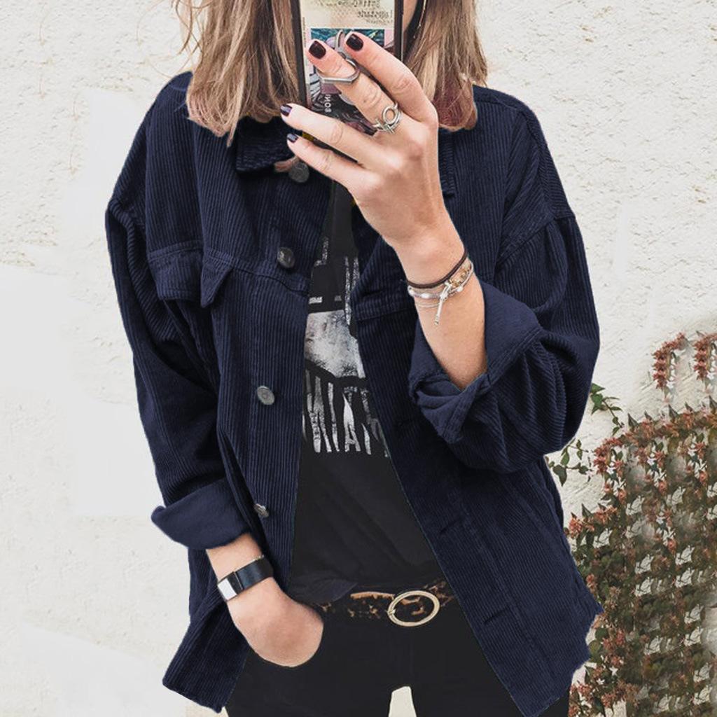 Women's Fall Lapel Loose Corduroy Shirt