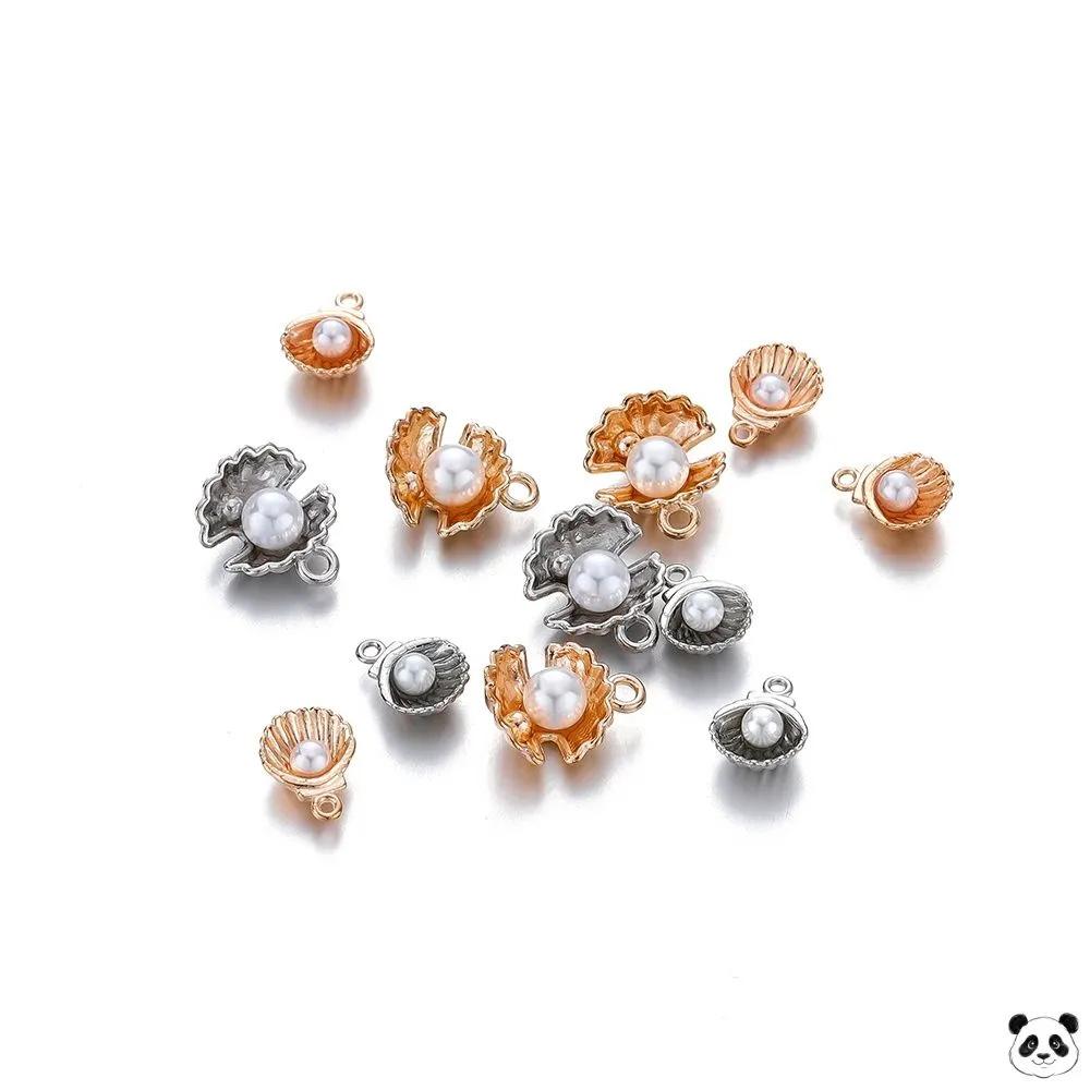10pcs Pearl Shell Charms 13x15mm Small Ocean Shell Pendants for Jewelry Making Crafting Accessories