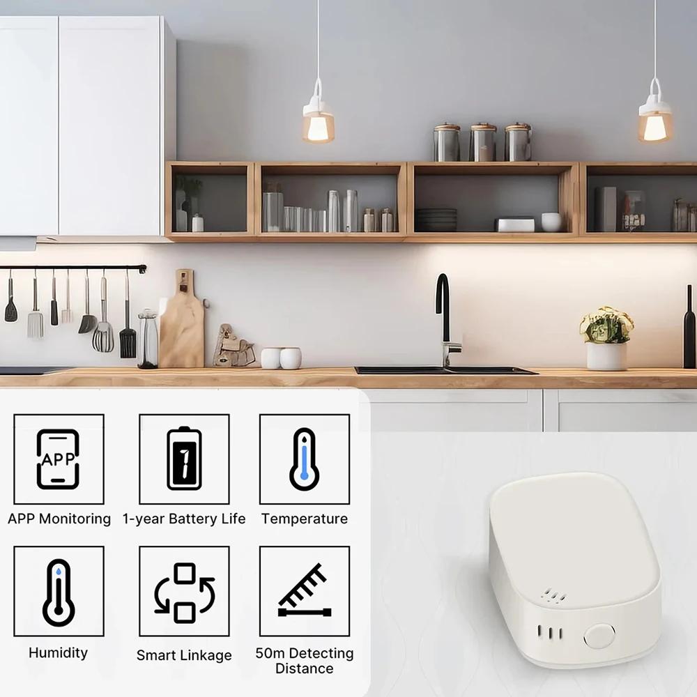 Tuya Zigbee Smart Temperature and Humidity Sensor Detector Battery Powered ZigBee Hub App Monitoring Work With Alexa Google Home