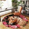 1 Stück Pferd Blumen Büro Runder Teppich, Unter Bürostühlen Schlafzimmer Wohnzimmer Heimdekoration, Teppich für Büro -1110119