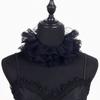 Lace Ruffled Shawl Detachable Front Tie Black Ruffled Sleeve Lace Fake Collar  Clothes Accessory