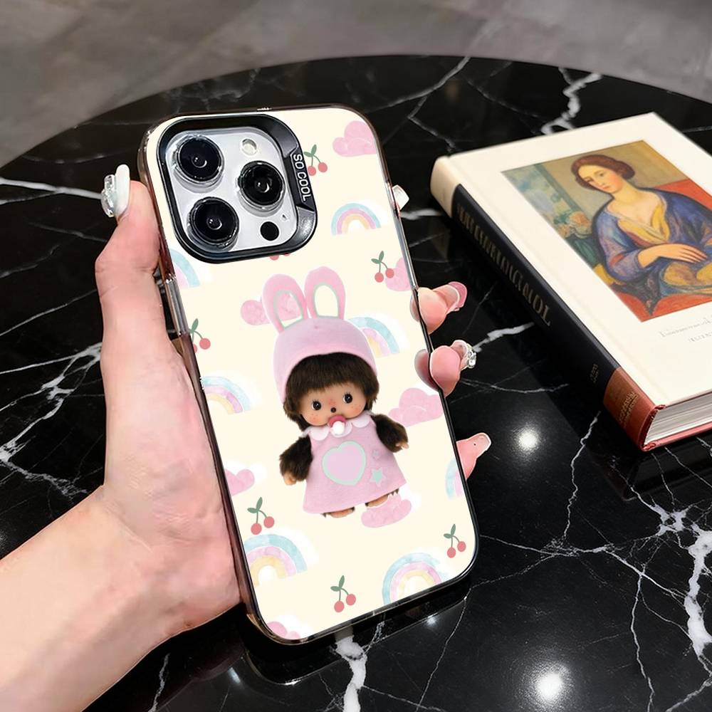 Cute baby M-monchhichis-s Phone Case For iPhone 17,16,15,14,13,12,11 Plus,Pro Max,XS,Colorful Silver Phone case Funda Cover