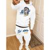 Classic Men's Casual Suit, Printed Drawstring Hoodie with Pockets and Drawstring Running Pants, a Must Have for Fashionable Men