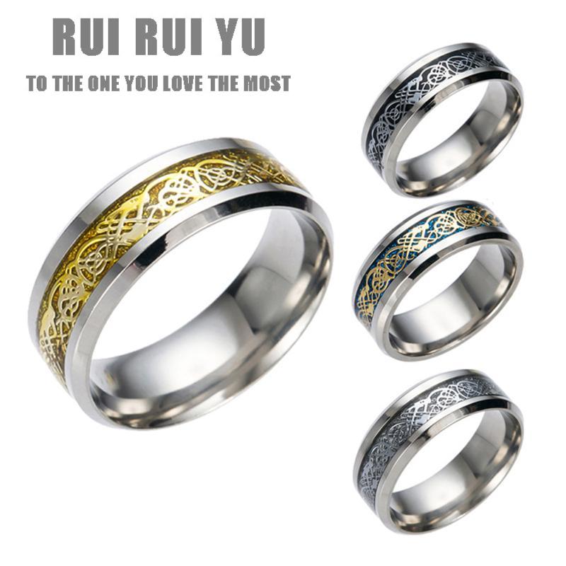 

RUI RUI YU Мужская мода Дизайн дракона с серебряным кольцом из нержавеющей стали