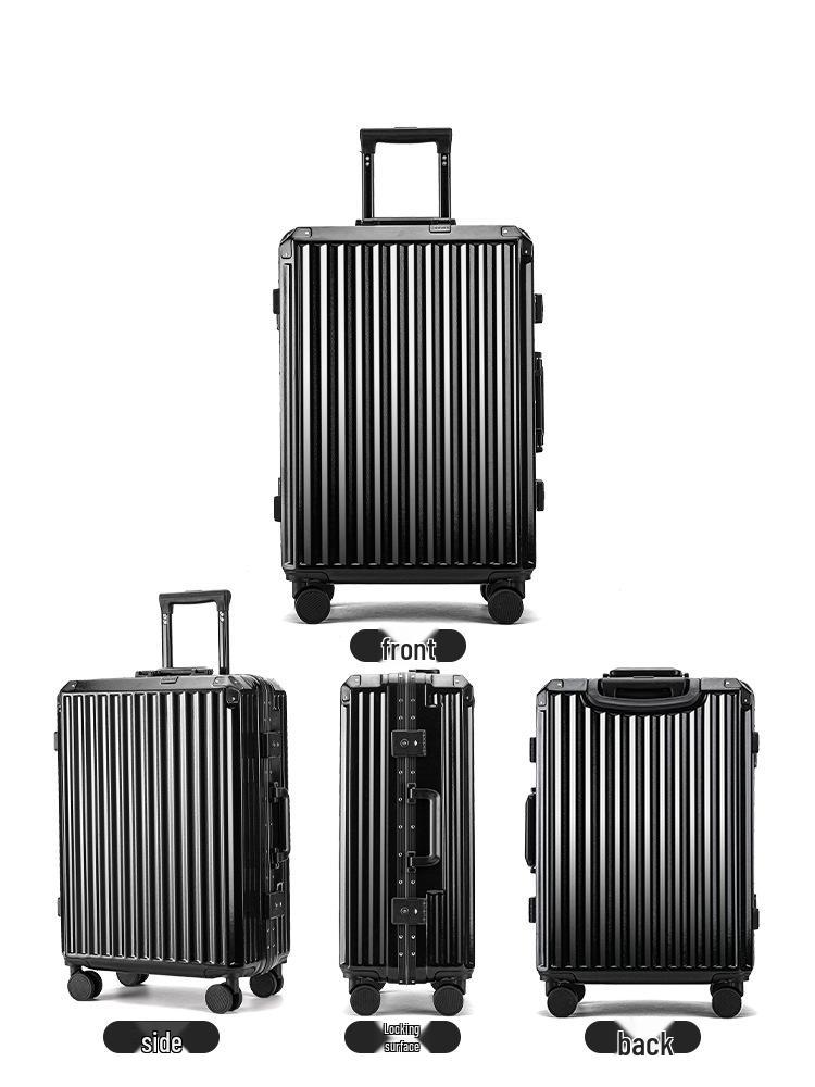 Aluminum Frame Suitcase with Silent Wheels - Wear-Resistant, 24-Inch Boarding Luggage for Students and Travelers