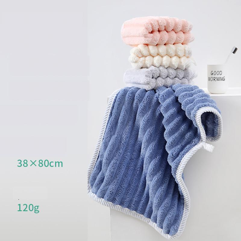 30x60cm Měkký Zesílený Pruhovaný Ručník na Obličej z Korálového Rouna Ručník na Ruce Ručník na Obličej Koupelový Ručník Silná Absorpce Vody Koupelnový Ručník