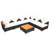 7 piece garden lounge set with cushions poly rattan black