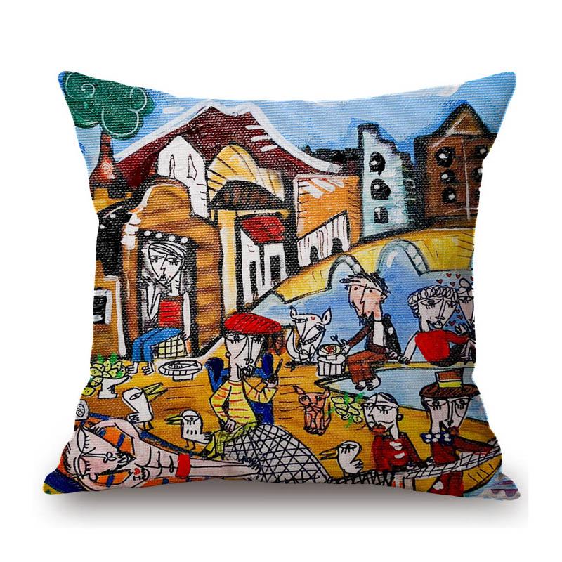 Modern Cubism Abstract Art Home Decoration Charater Realism Cotton Linen Sofa Throw Pillow Case Elegant Cushion Cover