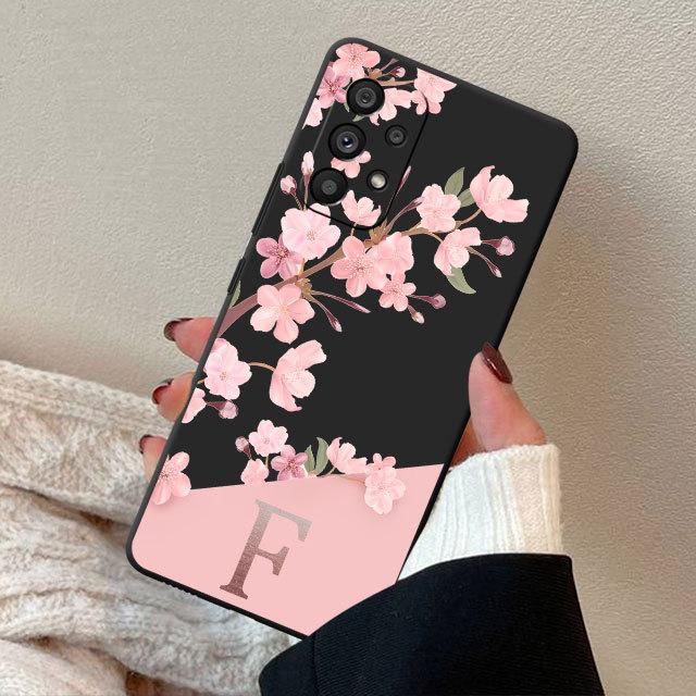 

Чехол с розовыми цветами и буквой A для Samsung Galaxy A21s A72 A32 A52 A22 A13 A12 A33 A23 A71 A31 A51 A53, мягкий матовый чехол из ТПУ Samsung A32 4G