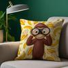 George The Curious Monkey Pillow Case Anti-dustmite Pillowcase Invisible Zipper Silky Short Plush Sofa Cushion Cover