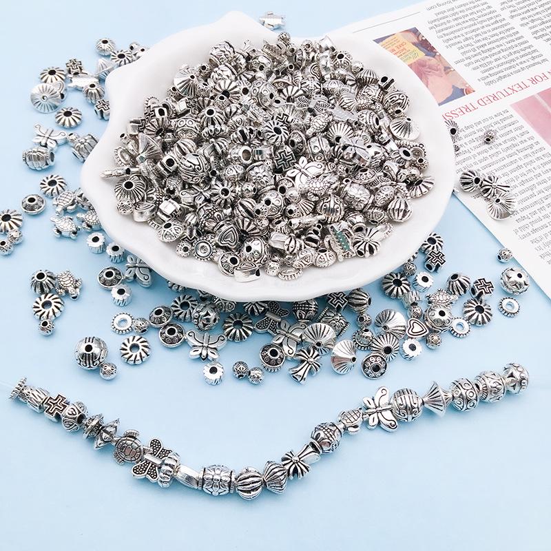 Retro Antique Tibetan Silver Spacer Beads for DIY Jewelry - Large Hole Alloy Beads for Bracelets & Necklaces