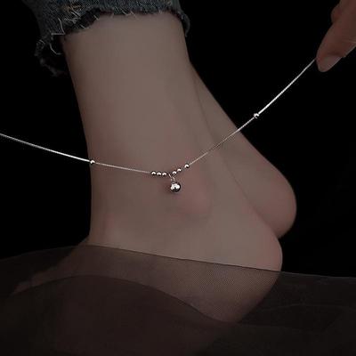 Cavigliera con Campana e Perline Esotiche Minimaliste da Donna - Catena per Piede Trendy di Alta Gamma