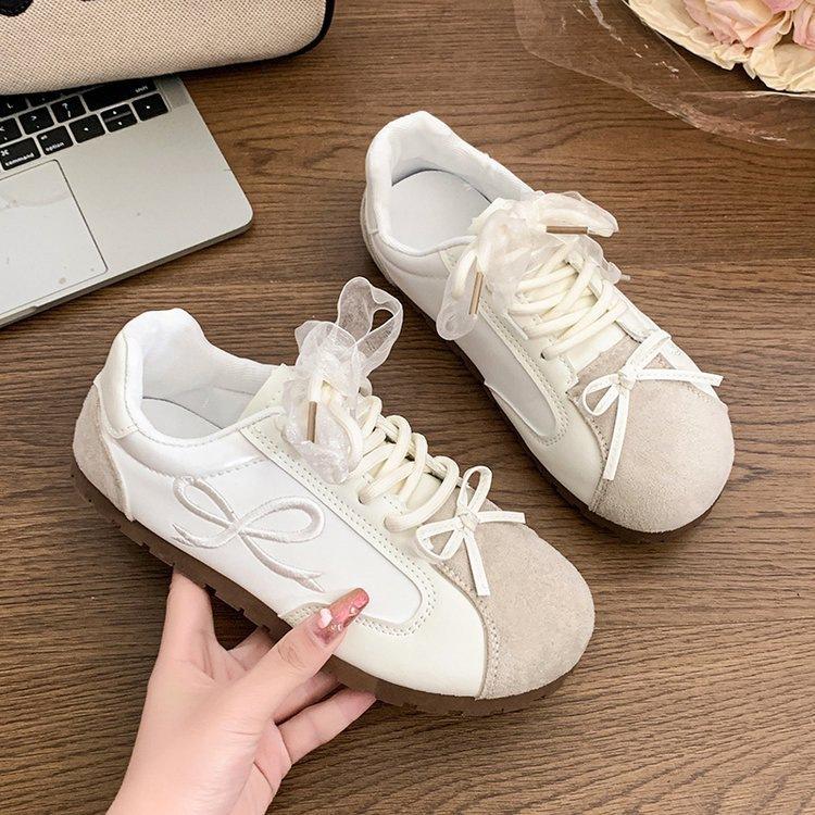 Ballet style bow German training shoes spring new flat-soled soft-soled breathable sports and leisure shoes