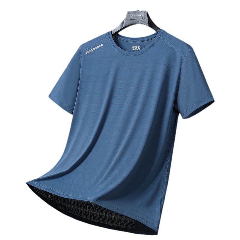 Unisex Summer Quick-Dry Ice Silk Sports T-Shirt - Breathable, Casual, Round Neck, Short Sleeve.