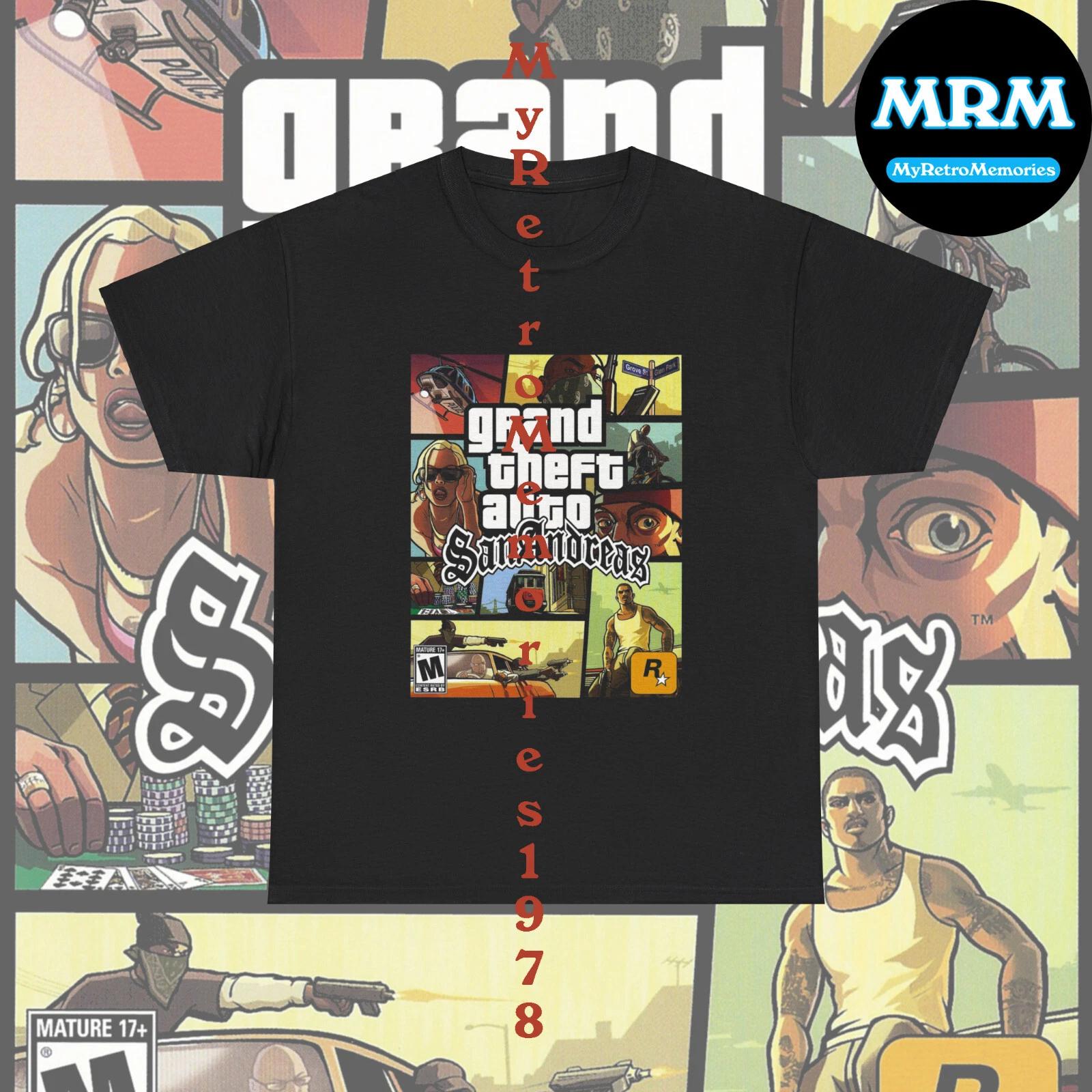 Grand Theft Auto San Andreas GTA Дизайн обложки Черная детская футболка S-L Ретро футболка 160
