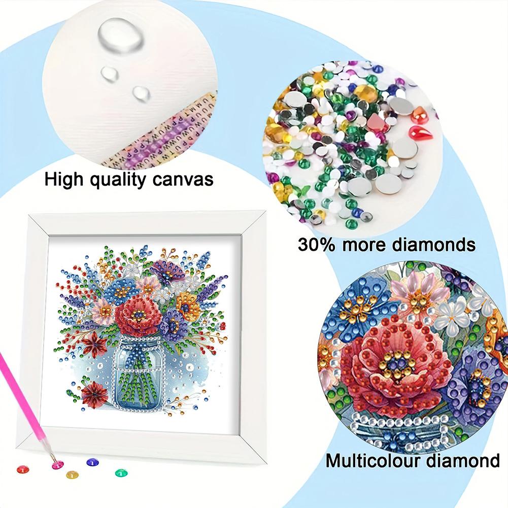 5D DIY Partial Special Shaped Drill Diamond Painting Kit Flower Decor18x18cm