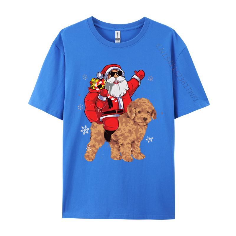 Santa Claus Ride Poodle Dog Christmas Tshirt Student TShirts Unisex Vintage Tee Shirts High Quality Xs Graphic T Shirts
