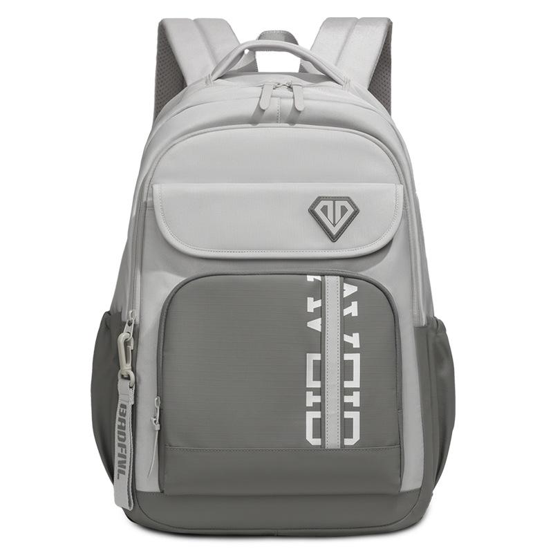 

Рюкзак с цветными блоками мужской рюкзак для компьютера большой вместимости студенческий школьный рюкзак светло-серый