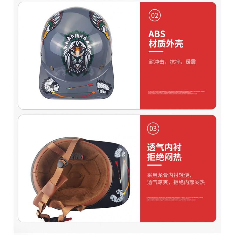Stylish Half Face Motorcycle Helmet Men Women ABS Retro Bike With Custom
