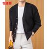 Hengyuanxiang Men's 100% Wool Thick V-Neck Cardigan