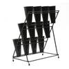 3 Tiers Iron Flower Stand W/12 Plastic Flower Buckets ,Suitable for Organizing and Displaying Potted Plants