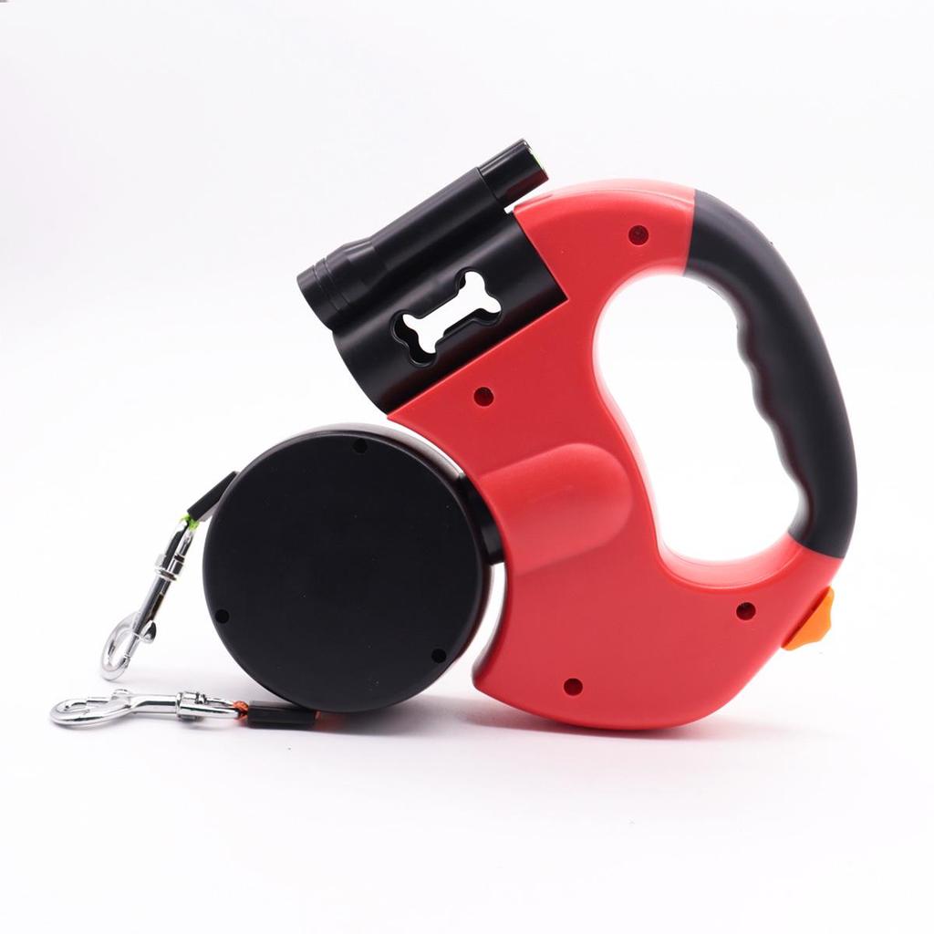 Double-Headed Automatic Retractable Pet Leash with Flashlight