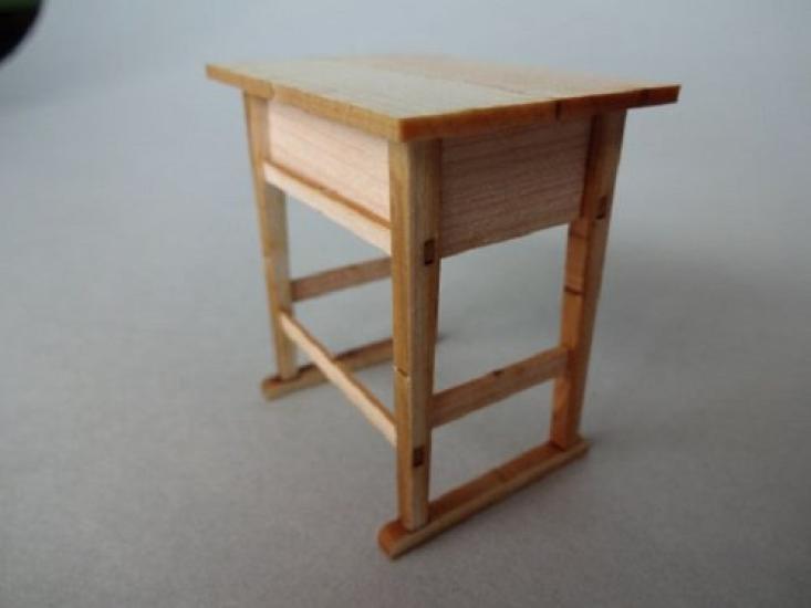Cobaanii Mokei Kobo Memories Alley Series Showa School Series Wooden Desk and Chair Set of 2 Assembly Kit 1/12 OY-001
