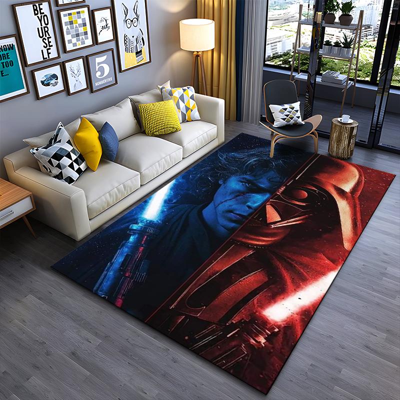 Area Rug, Star Wars Anakin Skywalker Darth Vader Half Face Lightsaber Print, Man Cave Decor, Non-Slip Mat